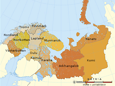 Karta Barentsregionen