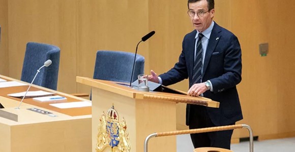 Ulf Kristersson framhöll klimatomställningen i norra Sverige i presentationen av regeringens nya EU-deklaration 